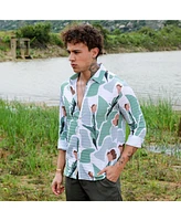 Men's Pistachio Green & Ash Grey Abstract Tulip Shirt