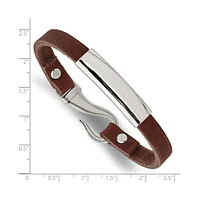 Chisel Stainless Steel Polished Leather Id Bracelet