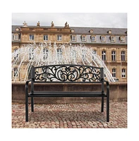 Slickblue 50'' Iron & Pvc Outdoor Bench – Durable Courtyard Park Seating for Leisure and Relaxation