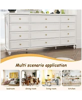 Homsee White 12-Drawer Chest of Drawers Modern European Style