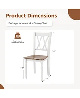 Gymax Dining Chairs Set of 2 Wood Farmhouse Dining Room Side Chairs for Home Kitchen