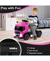 Gymax 6V Kids Electric Ride-on Truck Battery Powered Toy w/ Led Lights Rose Red