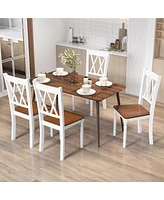 Gymax Dining Chairs Set of 2 Wood Farmhouse Dining Room Side Chairs for Home Kitchen