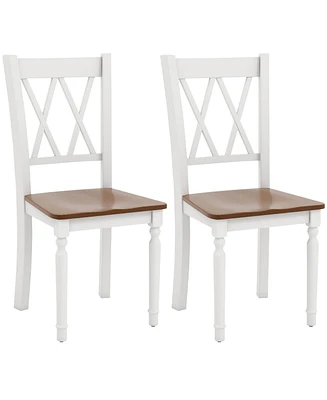 Gymax Dining Chairs Set of 2 Wood Farmhouse Dining Room Side Chairs for Home Kitchen