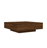 vidaXL Coffee Table with Led Lights Brown Oak 39.4"x39.4"x12.2"