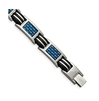 Chisel Titanium with Blue Carbon Fiber Inlay and Rubber Bracelet