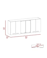 Depot E-Shop Oceana 150 Wall Double Door Cabinet With Glass, Four Interior Shelves, Glass Cabinet