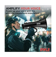 Pyle Megaphone Speaker with Led Lights, Rechargeable Battery, and Siren Alarm