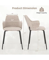 Gymax 4 Pcs Dining Chairs Set of 2 w/ Curved Backrest Wide Seat & Armrests Durable Frame Beige