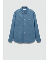 Mango Men's Chest Pocket Denim Shirt