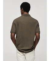 Mango Men's Ribbed Cotton Knitted Polo Shirt