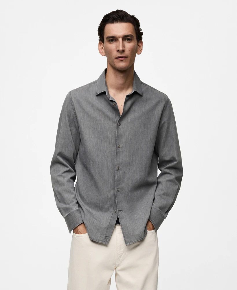 Mango Men's Cotton Chambray Shirt