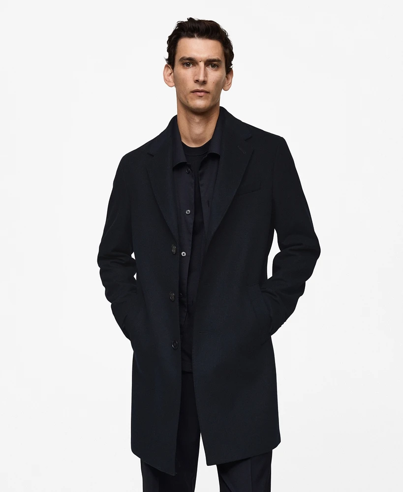 Mango Men's Regular Long Wool Coat