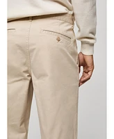 Mango Men's Pleated Cotton Trousers