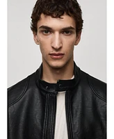 Mango Men's Zip-Up Leather-Effect Jacket