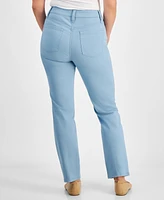 Style & Co Petite High Rise Natural Straight-Leg Jeans, Created for Macy's