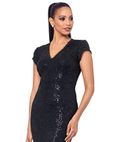 Betsy & Adam Women's Sequined Lace Cap-Sleeve Gown