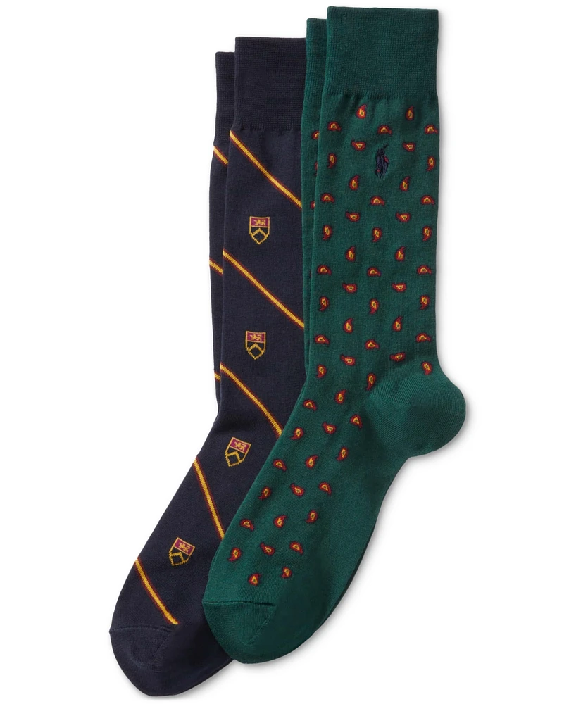 Polo Ralph Lauren Men's 2-Pk. Foulard Crest Slack Socks