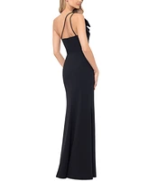 Blondie Nites Juniors' Bow-Trim One-Shoulder Gown