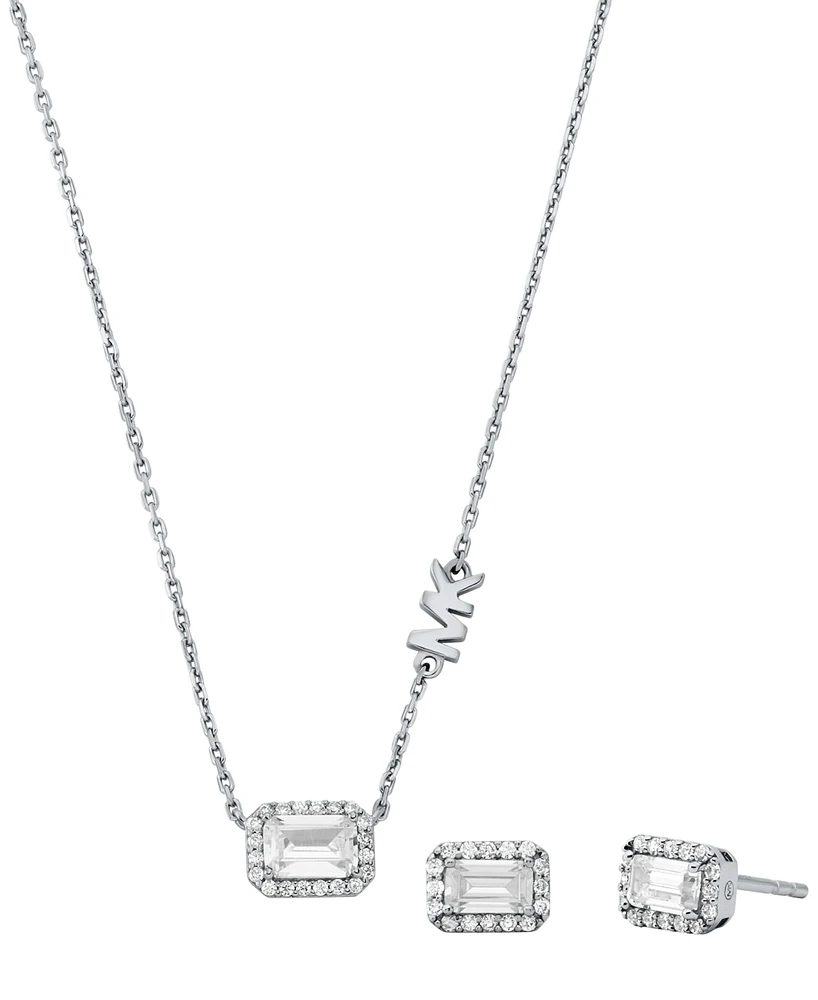 Michael Kors Sterling Silver Necklace and Earrings Set