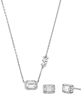 Michael Kors Sterling Silver Necklace and Earrings Set