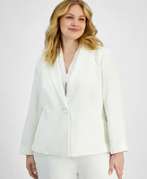 Kasper Plus Stretch Crepe One-Button Blazer