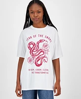 Grayson Threads, The Label Juniors' Rose & Snake Lunar New Year Graphic T-Shirt