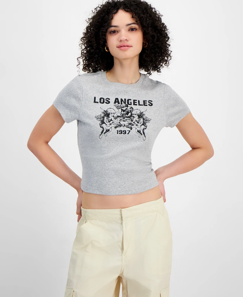 Self Esteem Juniors' Los Angeles Cherub Graphic Cotton Baby Tee