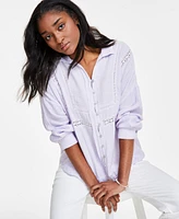 Lucky Brand Women's Lace-Trim Gauze Shirt