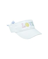 Bits & Bows Girls Love Bow Visor in White