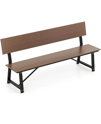 Costway Pcs 4-Person Bench with All-Weather Hdpe Seat & Back Heavy-Duty Metal Support