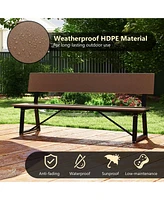 Costway Pcs 4-Person Bench with All-Weather Hdpe Seat & Back Heavy-Duty Metal Support