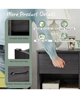 Gymax 2PCS Nightstand with Drawer Storage Shelf Wooden End Side Table Bedroom Brown