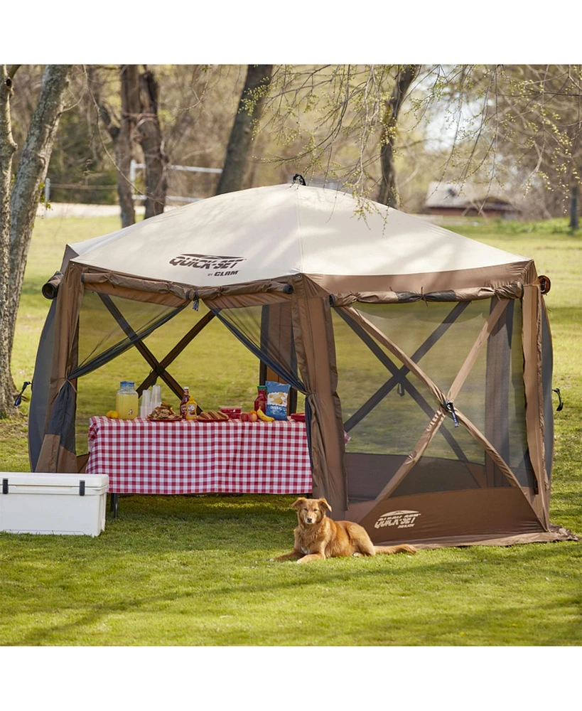 Clam Quickset Pavilion 12.5' Portable Outdoor Gazebo Canopy Tent with Floor Tarp