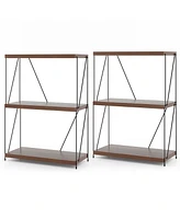 Costway Pcs -Tier Multipurpose Display Rack Freestanding Bookcase with Metal Frame