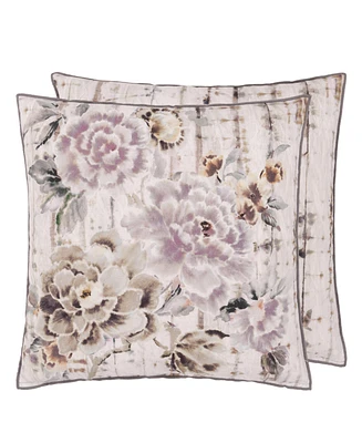 Designers Guild Kyoto Flower Slate Linen Decorative Pillow