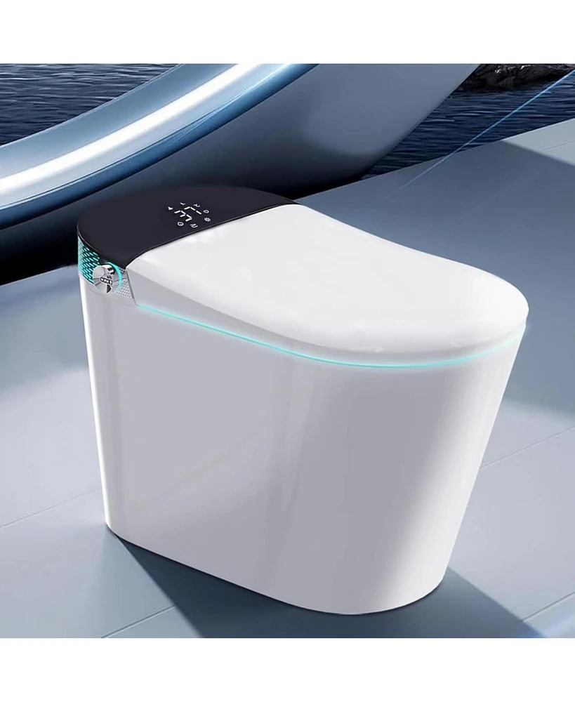 Lalahoo Smart Toilet Bidet with Tank Built in, Auto Open Close Lid, Foot Sensor, Heated Seat, Warm Water Sprayer & Dryer, Aromatherapy System, Modern