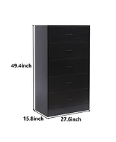 Sugift 5 Drawer Dresser Modern Wood Chest of Drawers for Bedroom