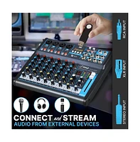 Pyle 8-Channel Bluetooth Pro Audio Dj Sound Mixer