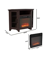 Mondawe 45 Tv Stand with 18" Fireplace-120lb Top, Storage, Full Remote, 3 Flame, 5000 Btu Heat,Timer