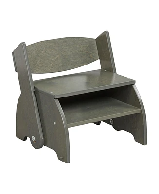 ECR4Kids Girls Flip-Flop Step Stool and Chair, Grey Wash