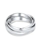 Bling Jewelry Simple Dome .925 Sterling Silver Trio Rolling Russian Band Ring