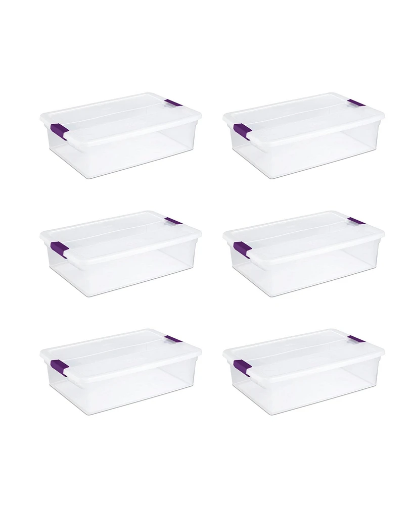 Sterilite 32 Quart Clear View Storage Container Tote w/ Latching Lid, (6 Pack)