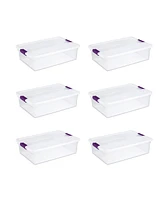 Sterilite 32 Quart Clear View Storage Container Tote w/ Latching Lid, (6 Pack)