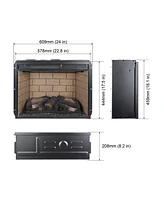 Mondawe 23Inch Infrared Quartz Heater Fireplace Insert -Woodlog Version With Brick