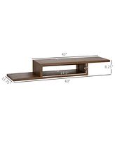 Homcom Wall Mount Media Console, Floating Stand, Entertainment Center Unit, Walnut