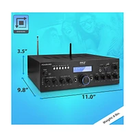 Pyle Bluetooth Stereo Amplifier Receiver With Uhf Wireless Microphone, MP3/Usb/Sd/Aux/Fm Radio, 200 Watt