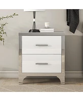 Slickblue Elegant High Gloss Nightstand with Sleek Metal Handle