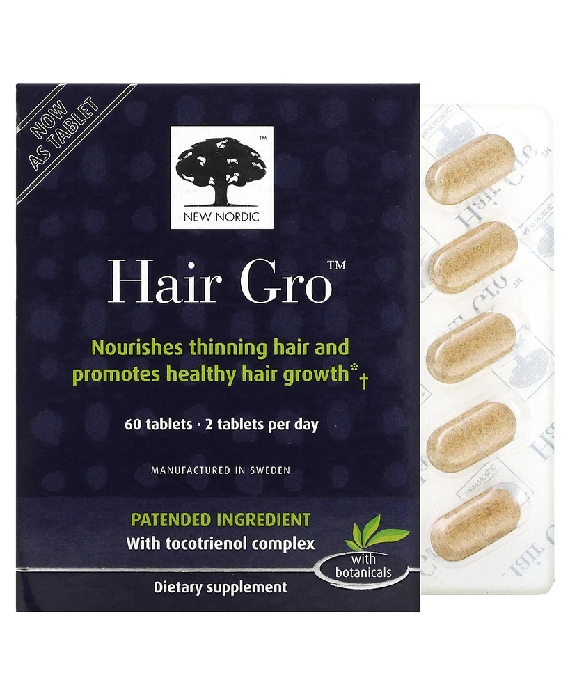 New Nordic Hair Gro | Hair Growth Supplement Tablets | Biotin & Palm Fruit Extract for