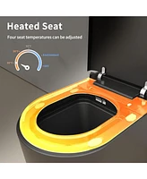 Lalahoo Smart Toilet with Bidet Built in, Auto Open & Close, Elongated Heated seat, Foot Sensor Flush, Led Display, Warm Water Wash, Dryer, Night Ligh